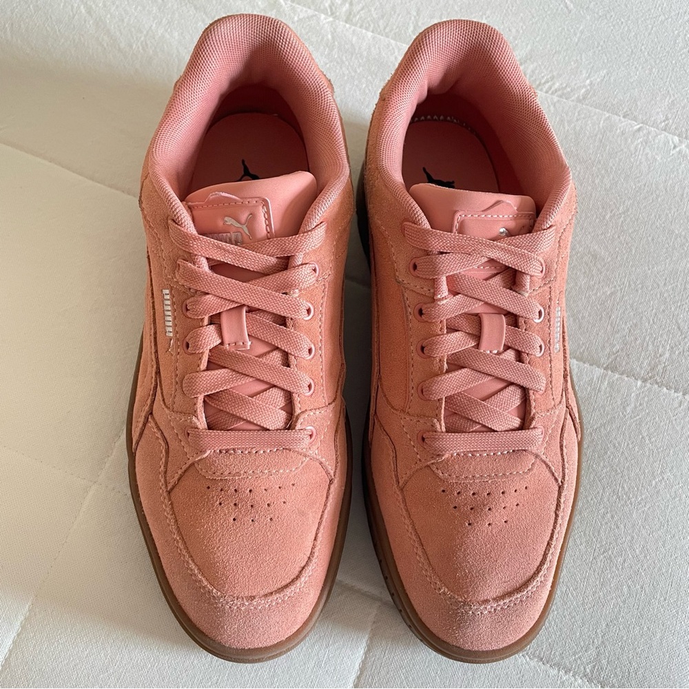 Puma Womens Coral Peach Suede Platform Karmen II Idol Sneakers, Size 10 - Picture 5 of 16